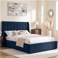 Winged Ottoman Storage Bed Frame - King / Blue