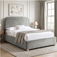 Curved Headboard Ottoman Storage Bed Plush Velvet