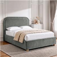Curved Headboard Ottoman Storage Bed Plush Velvet
