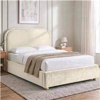 Curved Headboard Ottoman Storage Bed Plush Velvet