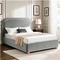 Curved Headboard Ottoman Storage Bed Plush Velvet