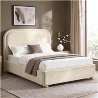 Curved Plush Velvet Ottoman Storage Bed Frame