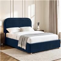 Curved Plush Velvet Ottoman Storage Bed Frame