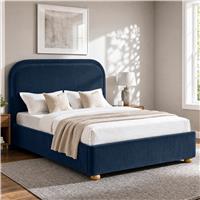Curved Plush Velvet Ottoman Storage Bed Frame