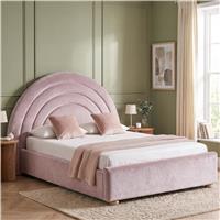Arch Plush Velvet Ottoman Storage Bed Frame