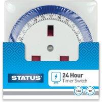 Status 24 Hour Compact Mechanical Plug Timer White