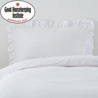 Non Iron Plain Dye White Frilled Pillowcase