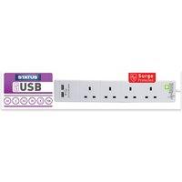 Status 4 Way 2M Extension Leads with 2USB Ports