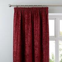 Chenille Wine Pencil Pleat Curtains Red