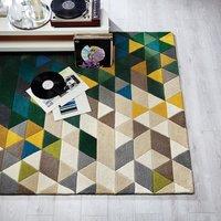 Green Illusion Geometric Prism Rug