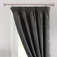 Chenille Grey Thermal Pencil Pleat Door Curtain Grey