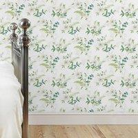 Dorma Botanical Green Wallpaper Green/White