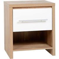 Seville 1 Drawer Bedside Table Brown/White