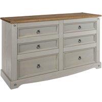 Corona Wide 6 Drawer Chest, Pine Brown