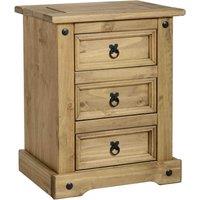 Premiere Corona 3 Drawer Bedside Table, Pine