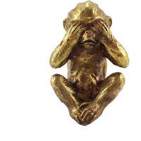 See No Evil Resin Monkey Ornament Gold