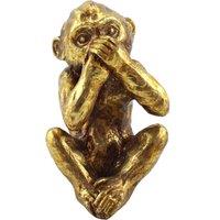 Speak No Evil Resin Monkey Ornament Gold
