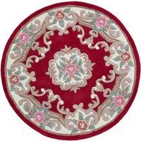 Lotus Premium Aubusson Round Rug Red