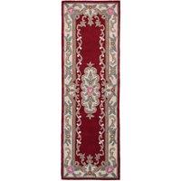 Lotus Premium Aubusson Runner Red, Green and Pink