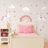 Glitter Unicorn Wall Sticker Pink/White/Blue