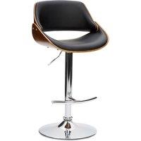 Trento Adjustable Height Bar Stool, Black Faux Leather Black, Brown and Silver