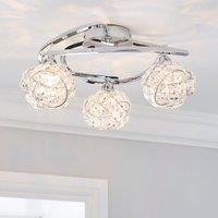 Cecilie 3 Light Crystal Semi-Flush Ceiling Fitting Silver