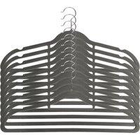 Pack Of 10 Grey Flocked Hangers Grey