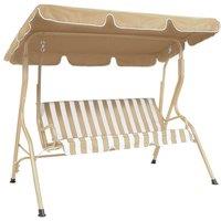 Striped 2 Seater Beige Swing Bench
