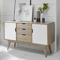 Scandi 3 Drawer White Sideboard White and Brown