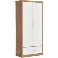 Seville Double 1 Drawer Wardrobe White and Brown