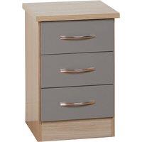 Nevada 3 Drawer Bedside Table Grey and Brown
