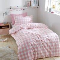 Gingham Pink Duvet Cover and Pillowcase Set Pink/White