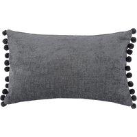 Chenille PomPom Boudoir Cushion grey