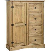 Corona Single 4 Drawer Wardrobe, Pine