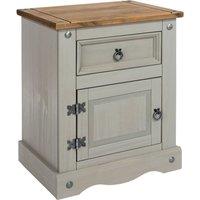 Corona 1 Drawer & 1 Door Bedside Table, Grey & Pine Grey