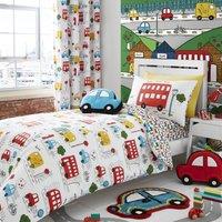 Catherine Lansfield Transport Bright Duvet Cover and Pillowcase Set White/Red/Blue/Yellow