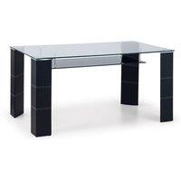Greenwich 6 Seater Rectangular Glass Top Dining Table Black