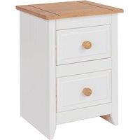 Capri Small 2 Drawer Bedside Table, White & Pine