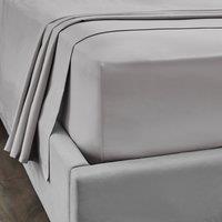 Dorma 300 Thread Count 100% Cotton Sateen Plain Fitted Sheet Silver