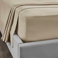 Dorma 300 Thread Count 100% Cotton Sateen Plain Fitted Sheet Beige