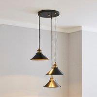 Logan 3 Light Grey Industrial Cluster Ceiling Fitting black