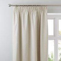 Luna Brushed Natural Blackout Pencil Pleat Curtains Brown