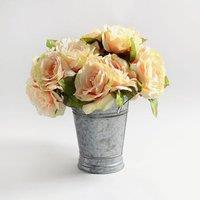 Pack of 12 Artificial Rose Pink and White bundle 25cm