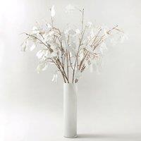 Artificial White Honesty Glitter Stem