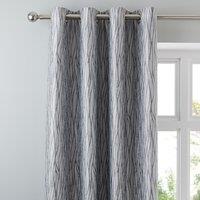 Linear Waves Silver Eyelet Curtains Silver