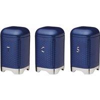 Set of 3 Lovello Blue Tea Coffee and Sugar Canisters