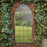 Chapel Distressed Bronze Outdoor Window Mirror, 161x72cm Grey