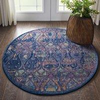 Ankara Global 8 Round Rug Navy