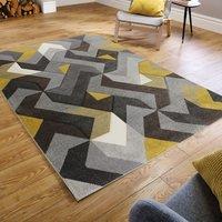 Hand Carved Aurora Geometric Rug Ochre