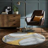 Mirage Round Rug Yellow and Grey